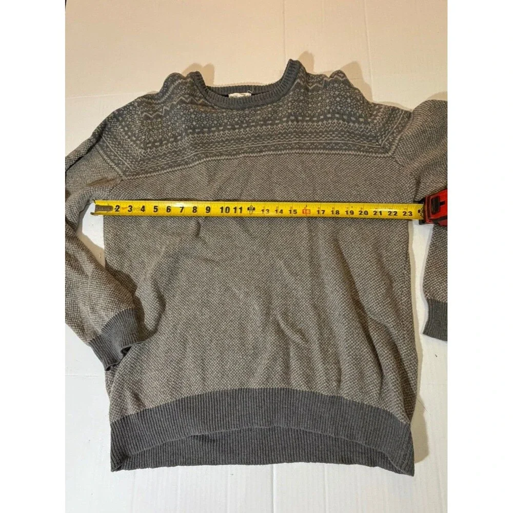 British Khaki XL Gray Fair Isle Crewneck Sweater Knit Long Sleeve Men’s